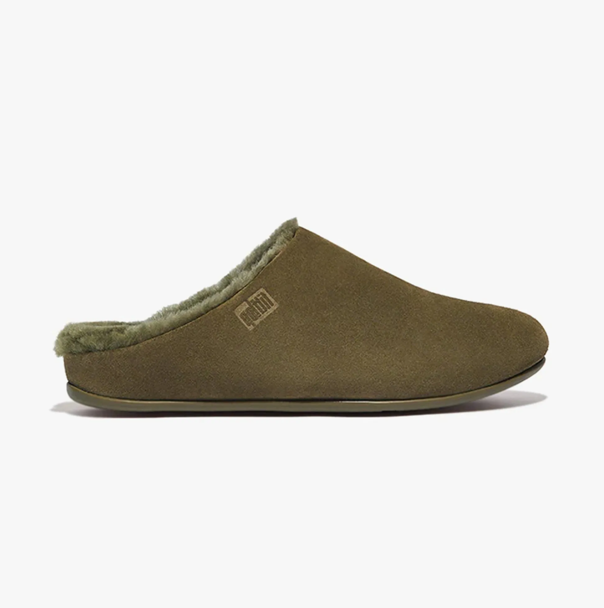 FitFlop CHRISSIE SHEARLING Womens Suede Slippers Mossy