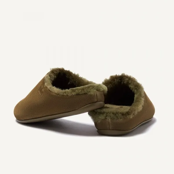 FitFlop CHRISSIE SHEARLING Womens Suede Slippers Mossy