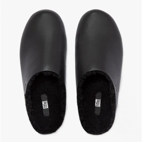 FitFlop CHRISSIE Womens Leather Mule Slippers All Black