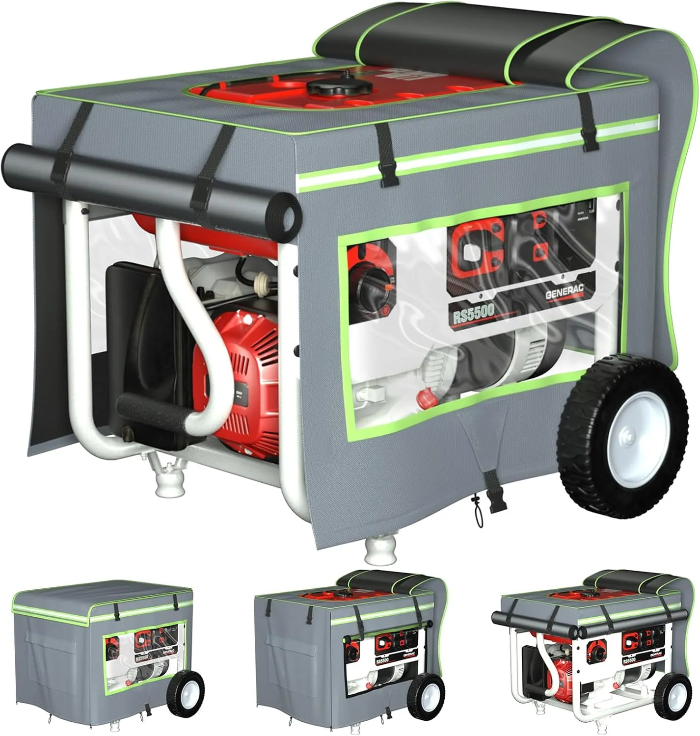 Generator Covers While Running,28"L x 20"W x 20"H Heavy Duty Waterproof Generator Covers for Outside,With Tool Bag And Visual Operation Window,Suitable for 3000W-5000W Frame Generator（Gray）