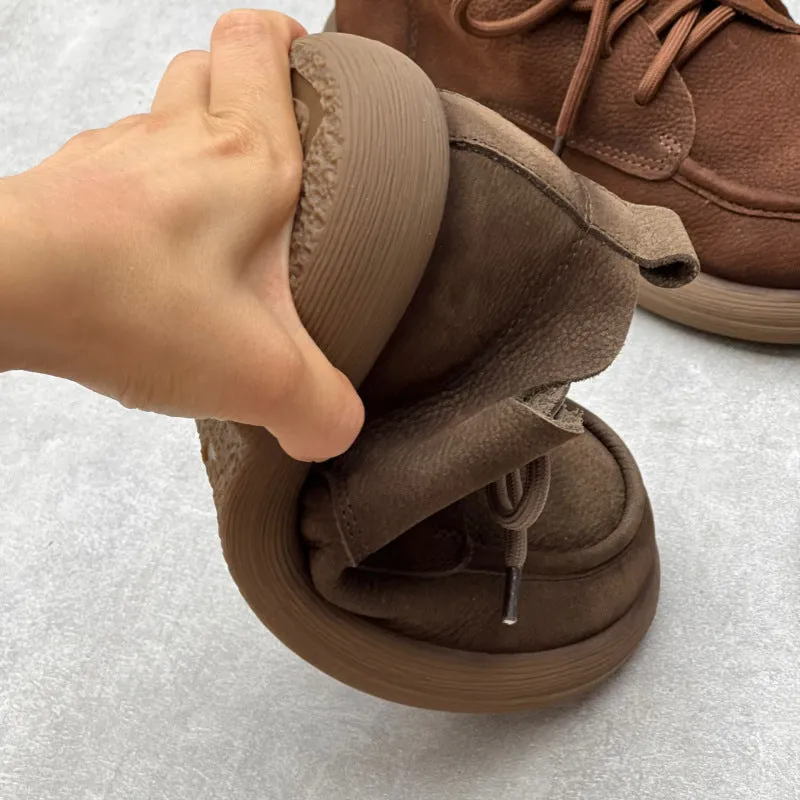 Handmade Lace-up Leather Oxford Flat Shoes