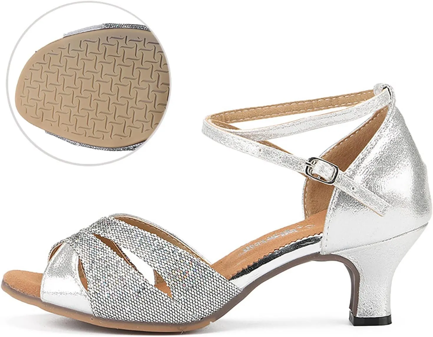 Heels for Women 2025 Latin Heeled Ballroom Tango Party Sequin Dance Shoes Wedding Formal Sandals