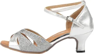 Heels for Women 2025 Latin Heeled Ballroom Tango Party Sequin Dance Shoes Wedding Formal Sandals