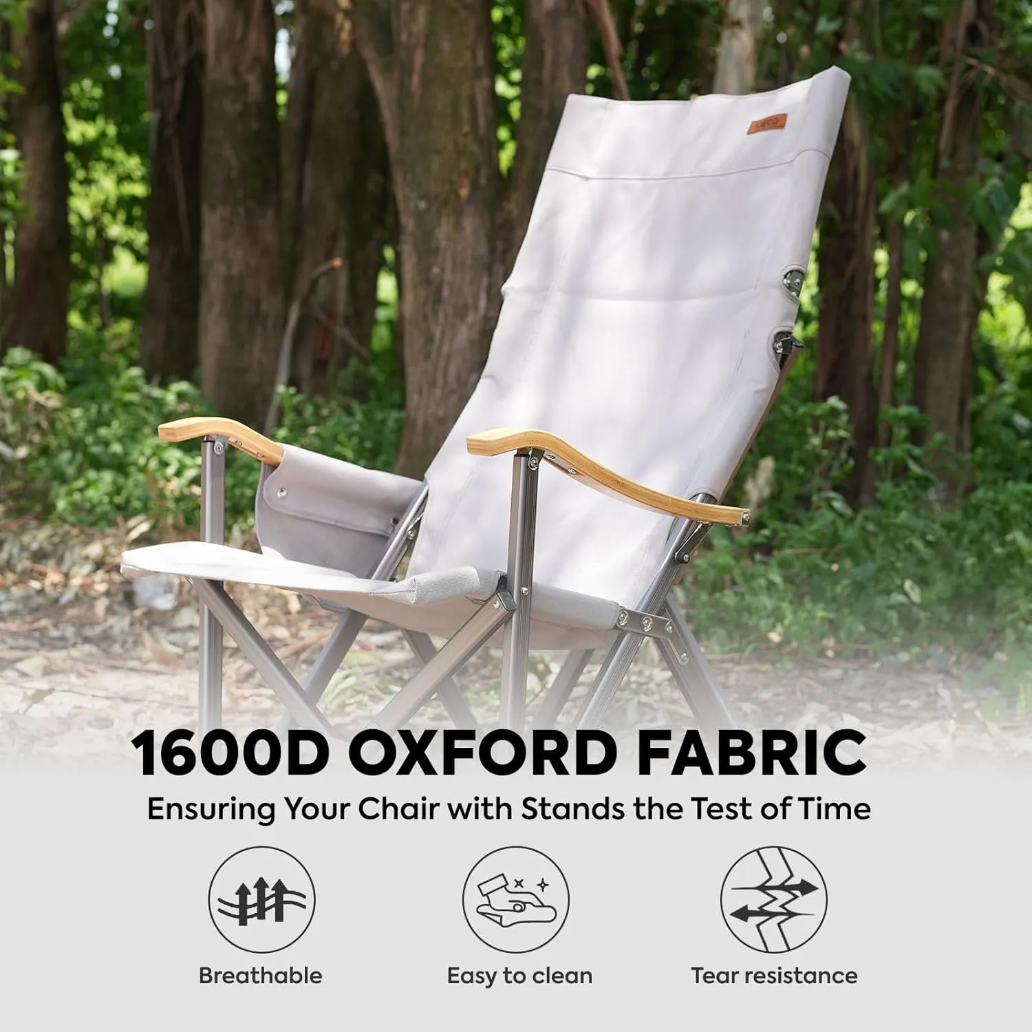 ICECO High Back Camping Chairs for Adults, Heavy Duty Folding Chair for Outside, Portable Outdoor Chairs with Storage Bag, Hold Up 600 LBS Backpack Camping Chair, 10 Years Warranty (Grey)