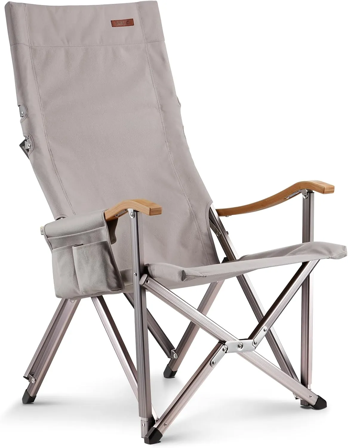 ICECO High Back Camping Chairs for Adults, Heavy Duty Folding Chair for Outside, Portable Outdoor Chairs with Storage Bag, Hold Up 600 LBS Backpack Camping Chair, 10 Years Warranty (Grey)