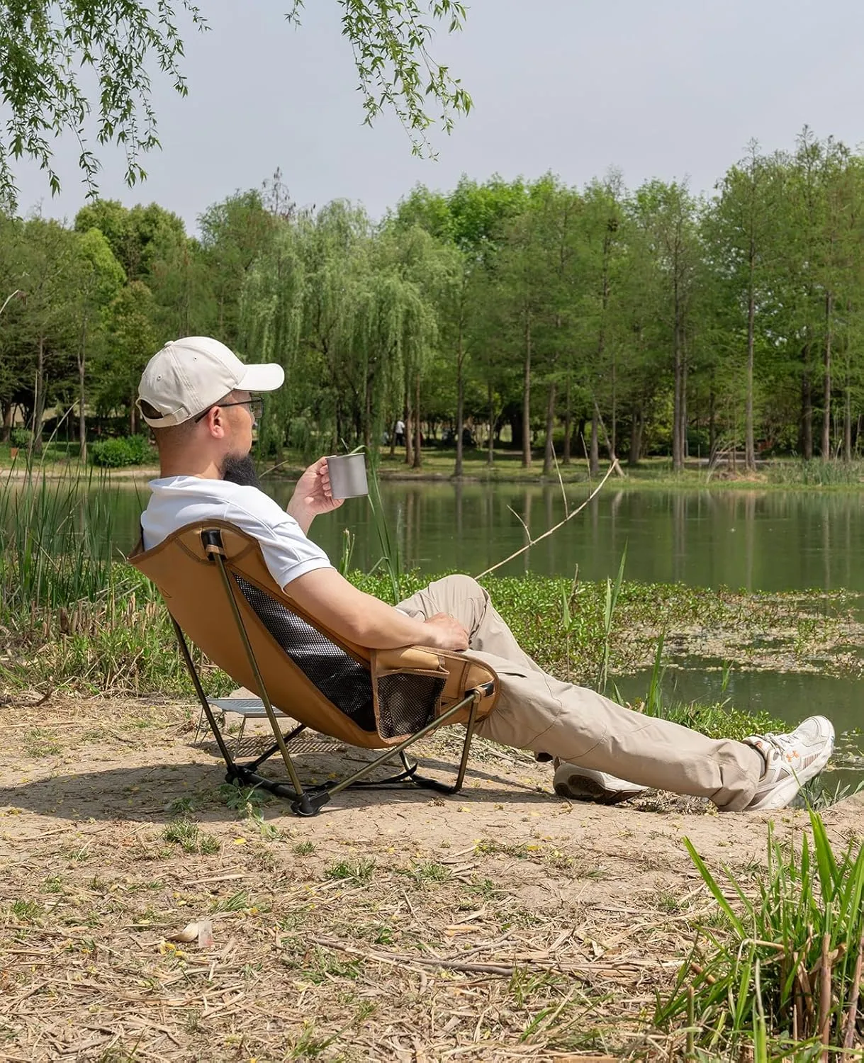 iClimb Low Ultralight Compact Camping Folding Chair with Side Pocket and Carry Bag