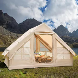 Inflatable Tents for Camping, Blow Up Tent with Hand Pump 4-Season Luxury Camping Cabin, Waterproof Oxford Air Tent & Easy Setup Glamping Shelter for 2-6 Person