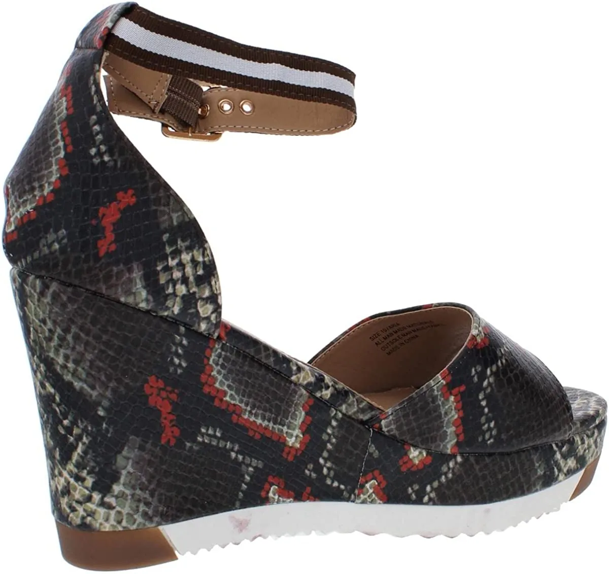 Jane and the Shoe Womens Aria Faux Leather Wedge Sandals Black 8 Medium (B,M)
