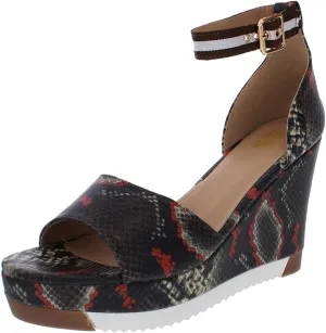 Jane and the Shoe Womens Aria Faux Leather Wedge Sandals Black 8 Medium (B,M)