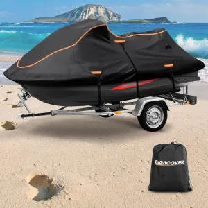 Jet Ski Cover Fits from 115"-120" 1 or 3 Seater, 300D Duty Oxford PU Waterproof UV Proof Trailerable Jet Ski Covers, Universal Fit Compatible with Yamaha SeaDoo and Kawasaki Models