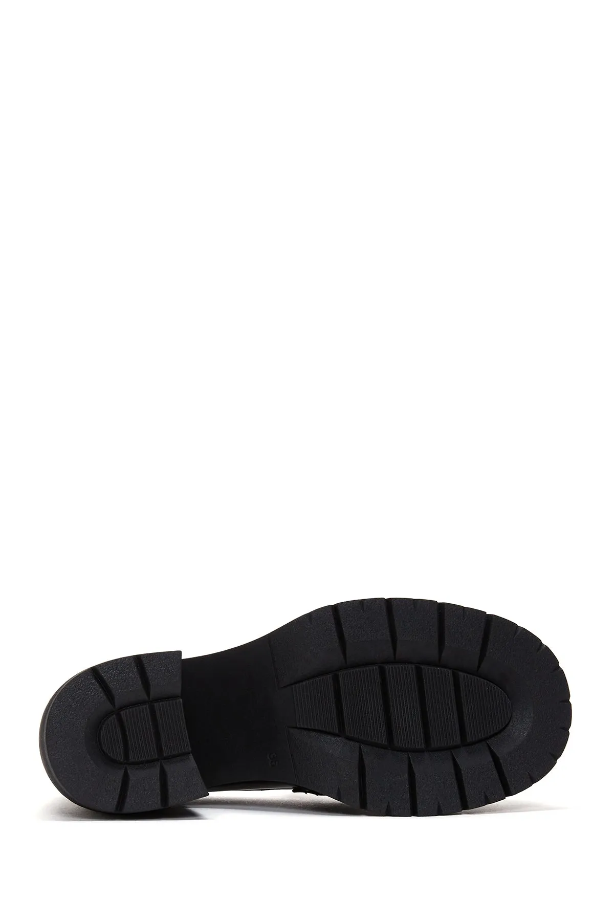 Kadın Siyah Deri Topuklu Loafer