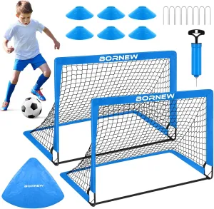 Kids Soccer Goal for Backyard Set - 2 Set of 6X4 / 4X3 ft Toddler Soccer Nets Training Equipment, Soccer Ball, Pop Up Portable Soccer Set for Kids and Youth Games and Training Goals Ages 3-16 Gift