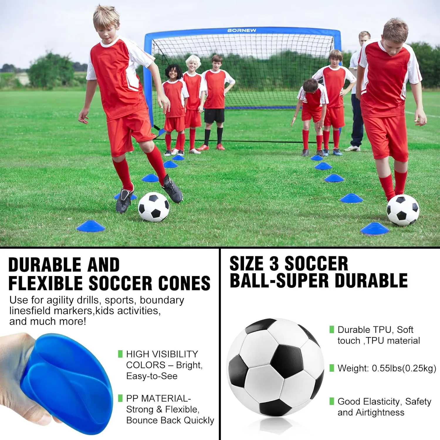 Kids Soccer Goal for Backyard Set - 2 Set of 6X4 / 4X3 ft Toddler Soccer Nets Training Equipment, Soccer Ball, Pop Up Portable Soccer Set for Kids and Youth Games and Training Goals Ages 3-16 Gift
