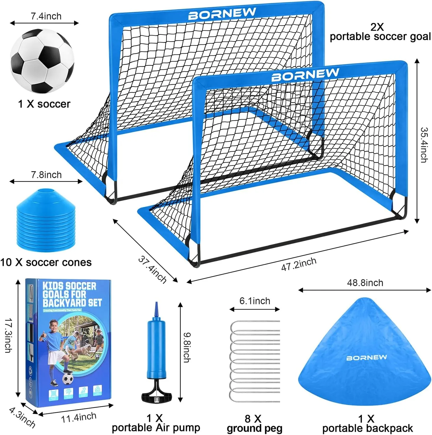 Kids Soccer Goal for Backyard Set - 2 Set of 6X4 / 4X3 ft Toddler Soccer Nets Training Equipment, Soccer Ball, Pop Up Portable Soccer Set for Kids and Youth Games and Training Goals Ages 3-16 Gift