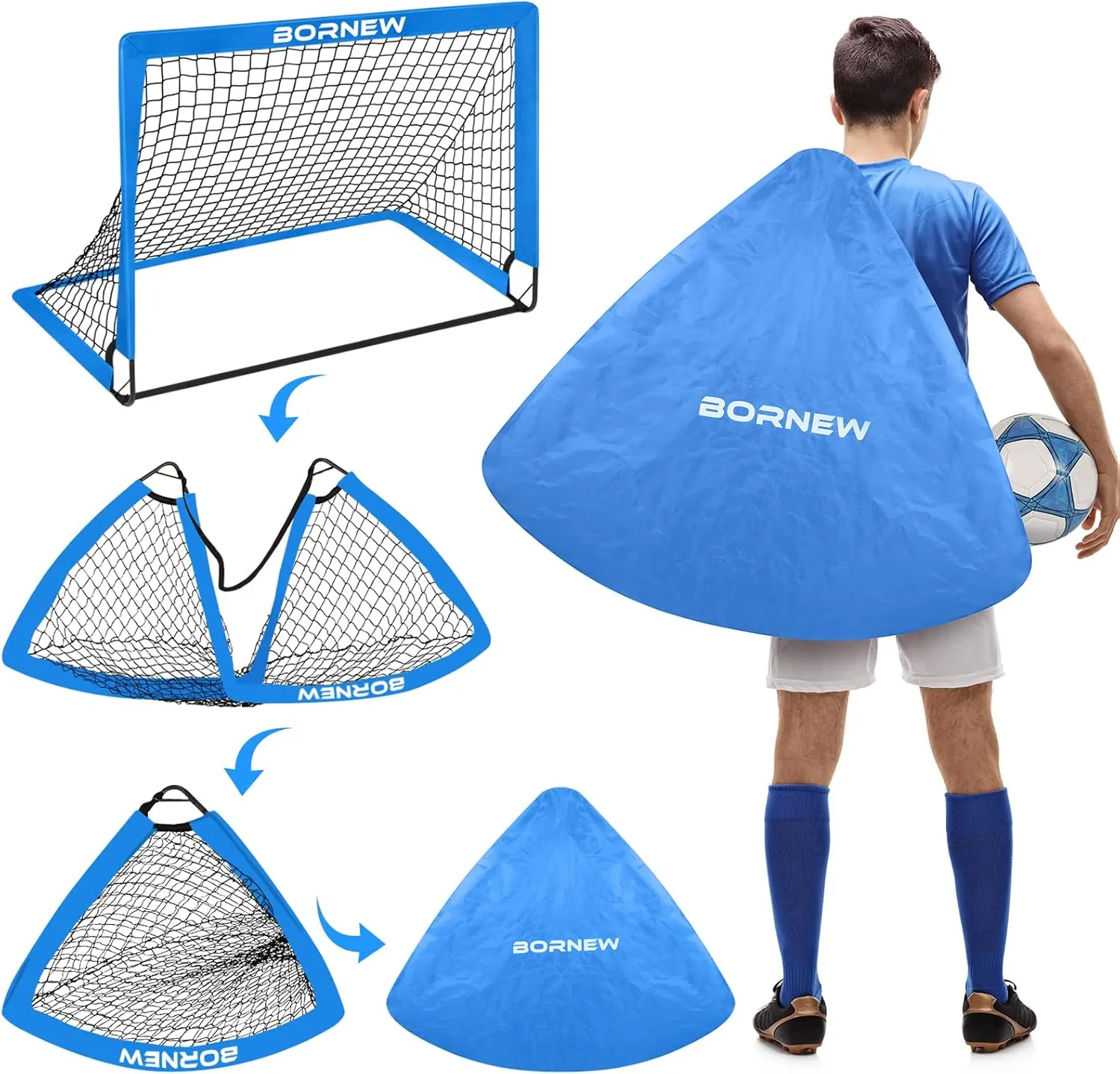 Kids Soccer Goal for Backyard Set - 2 Set of 6X4 / 4X3 ft Toddler Soccer Nets Training Equipment, Soccer Ball, Pop Up Portable Soccer Set for Kids and Youth Games and Training Goals Ages 3-16 Gift