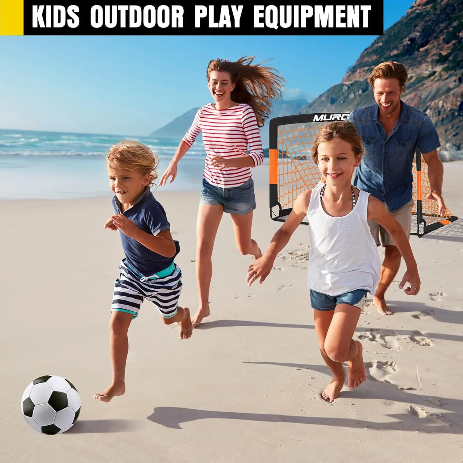 Kids Soccer Goals for Backyard Set, 2 Pack of Portable Pop Up Soccer Nets with Soccer Ball, Cones, Complete Training Equipment for Youth, Toddler Outdoor Sports Games