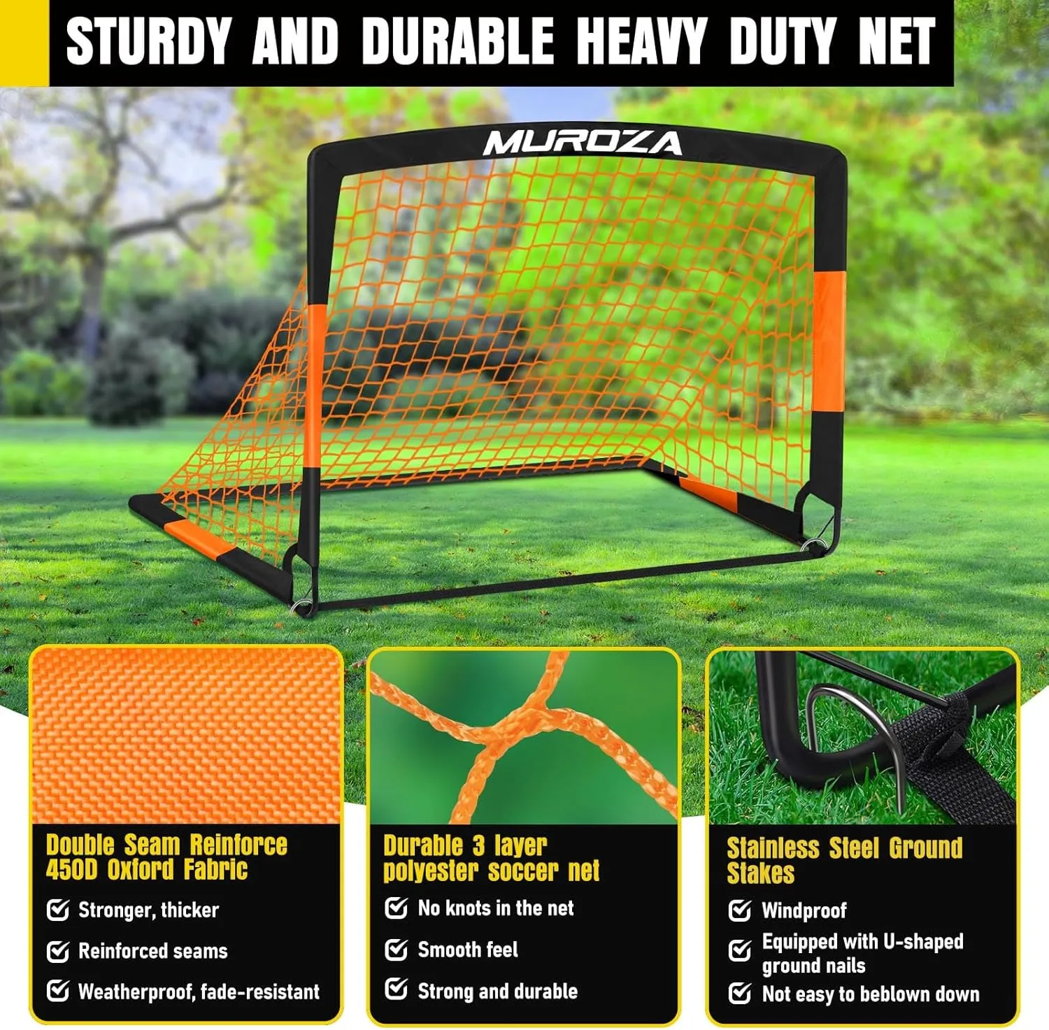 Kids Soccer Goals for Backyard Set, 2 Pack of Portable Pop Up Soccer Nets with Soccer Ball, Cones, Complete Training Equipment for Youth, Toddler Outdoor Sports Games