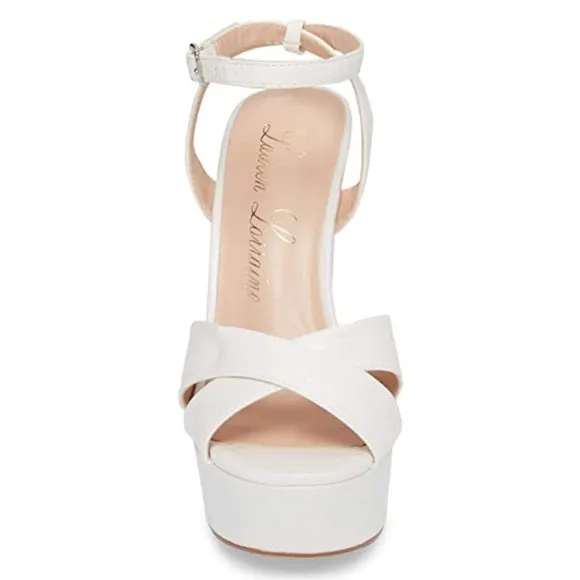 Lauren Heel Ankle Platform Limited-time offer Pump Smart-powered Strap Sandals High Carla White Open Lorraine Toe