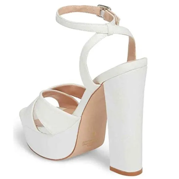 Lauren Heel Ankle Platform Limited-time offer Pump Smart-powered Strap Sandals High Carla White Open Lorraine Toe