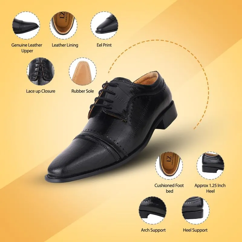 LIBERTYZENO Mens Animal Print Genuine Leather Lace Up Oxford Dress Shoes