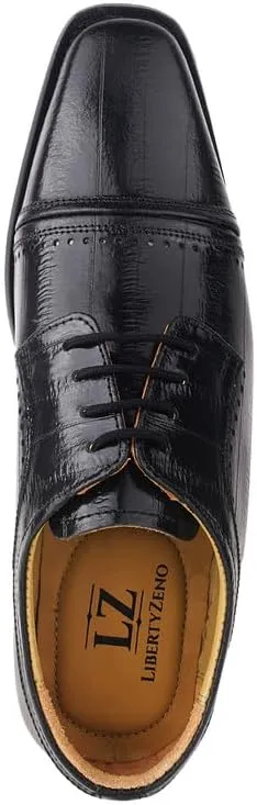 LIBERTYZENO Mens Animal Print Genuine Leather Lace Up Oxford Dress Shoes