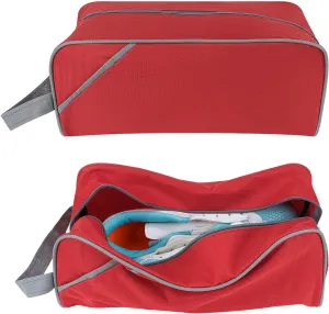 Linkidea 2 Pack Soccer Shoes Carrying Bag, Travel Water Resistant Shoes Bags with Zipper, Compact Soccer Cleats Duffle Bag Fit Up to US Men Size 13 Soccer Shoes (Red)