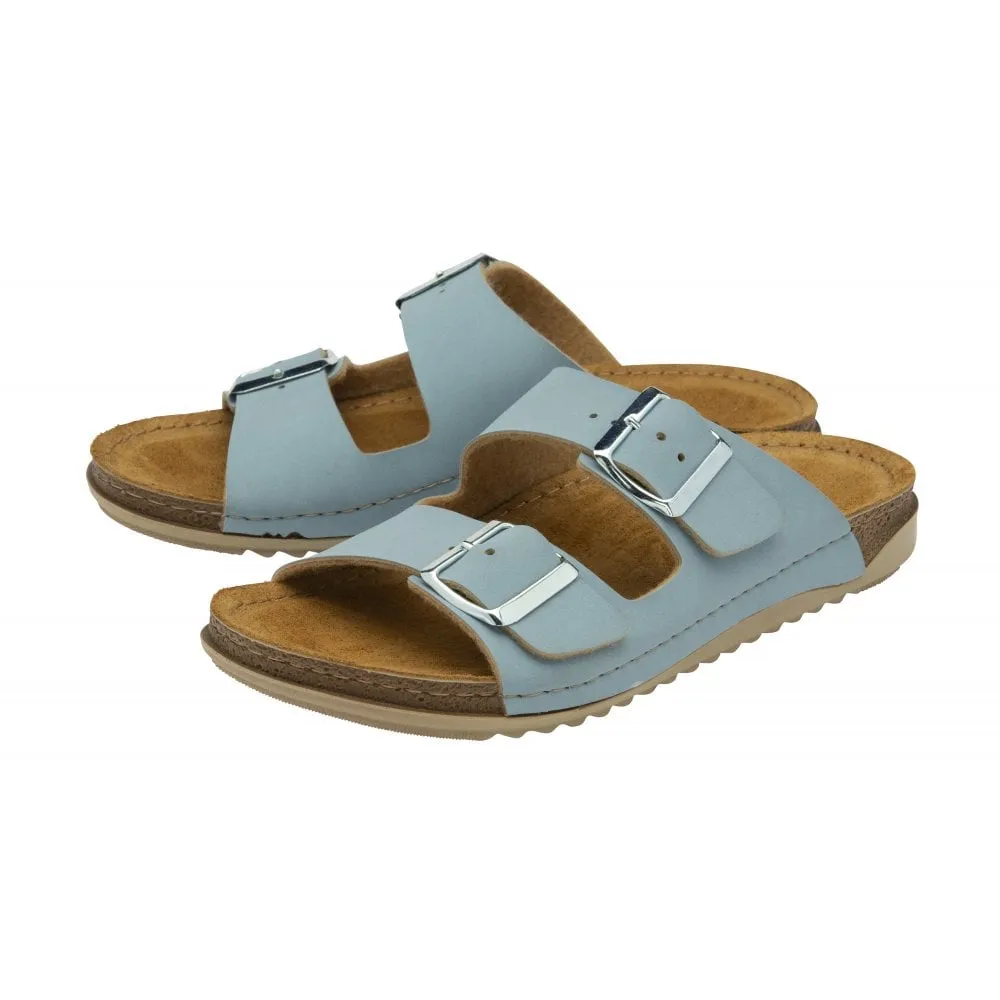 Lotus Sirmione Women's 2 Strap Slip On Mule Sandal Blue