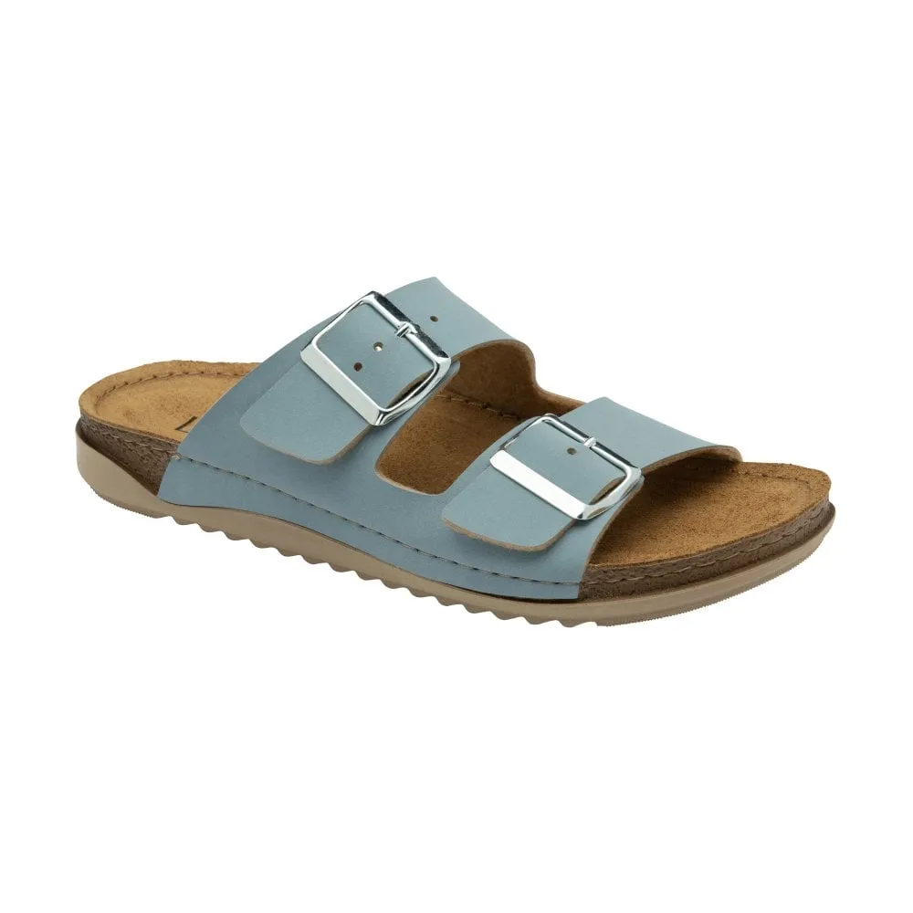 Lotus Sirmione Women's 2 Strap Slip On Mule Sandal Blue
