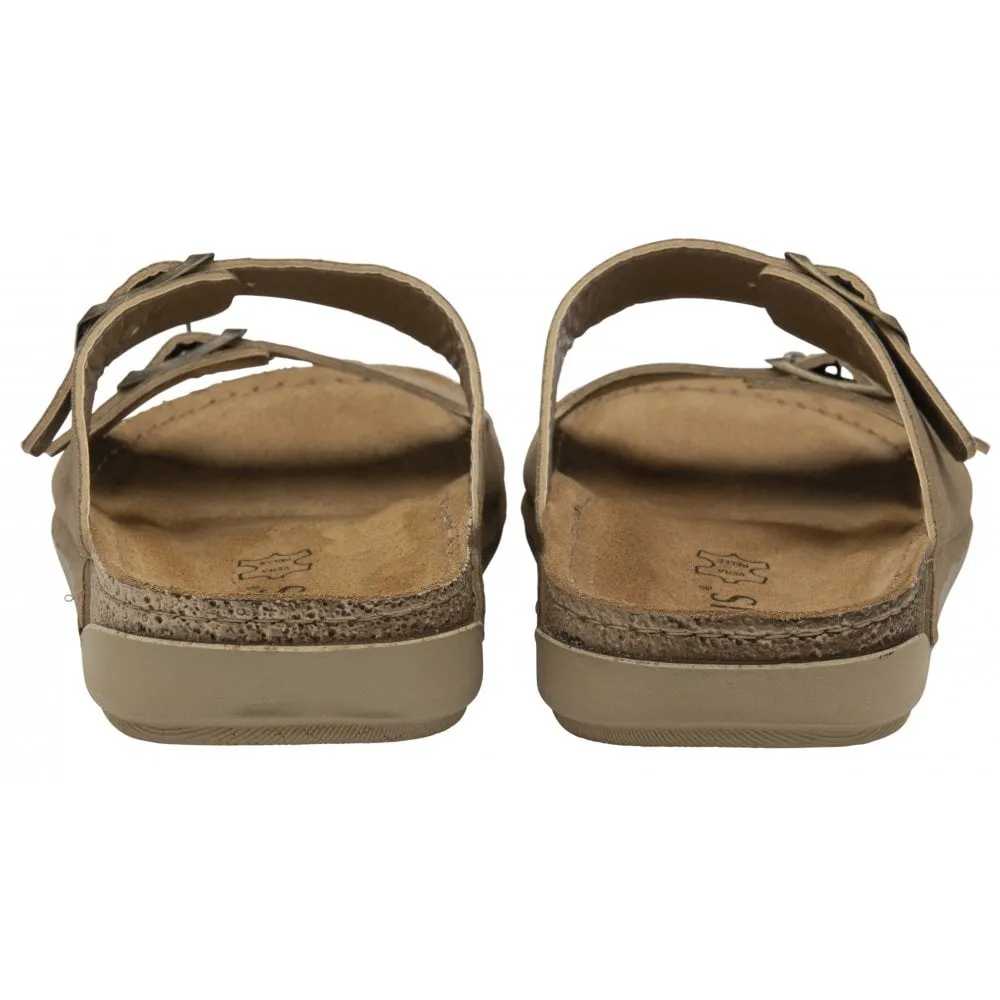 Lotus Trento Women's Twin Strap Slider Mule Sandal Natural