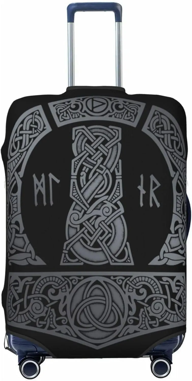 Luggage Cover For Travel Norse Mythology Vikings Thor'S Hammer Rune– High Elasticity Business Trips 20-28 Inch.