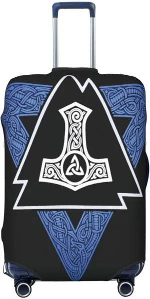 Luggage Cover For Travel Norse Vikings Thors Hammer Celtic Trinity Knot– High Elasticity Ideal For Travel 20-28 Inch.