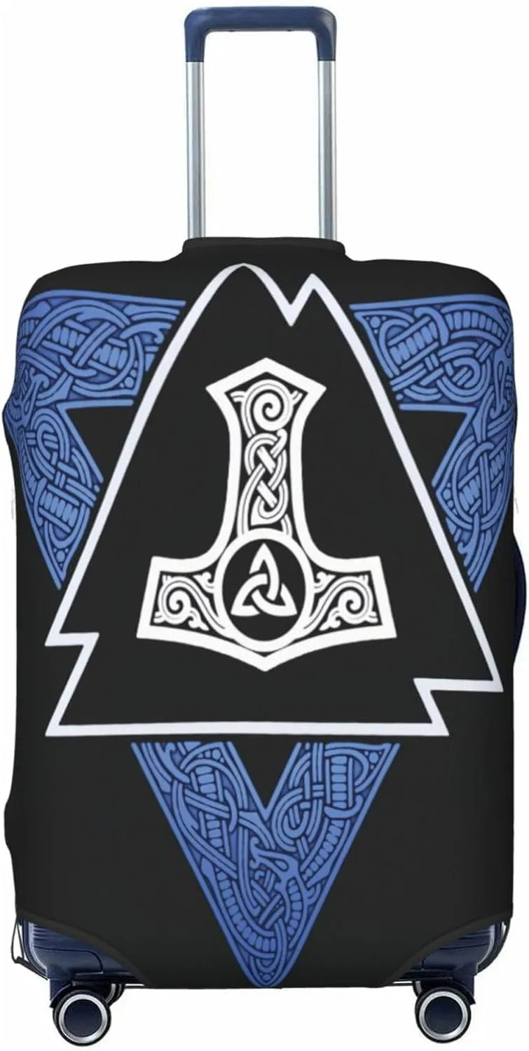 Luggage Cover For Travel Norse Vikings Thors Hammer Celtic Trinity Knot– High Elasticity Ideal For Travel 20-28 Inch.
