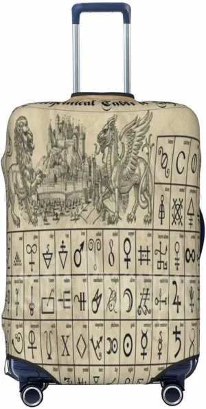 Luggage Cover For Travel Retro Alchemical Table Of Symbols Alchemy Occult–dustproof Business Trips 20-28 Inch.