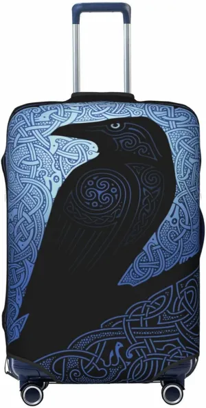 Luggage Cover For Travel Thor Hammer Mjolnir With Odin Ravens–dustproof Ideal For Travel 20-28 Inch.