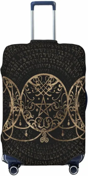 Luggage Cover For Travel Triple Moon Goddess Wiccan Pentagram Mandala– Scratch-Resistant Ideal For Travel 20-28 Inch.