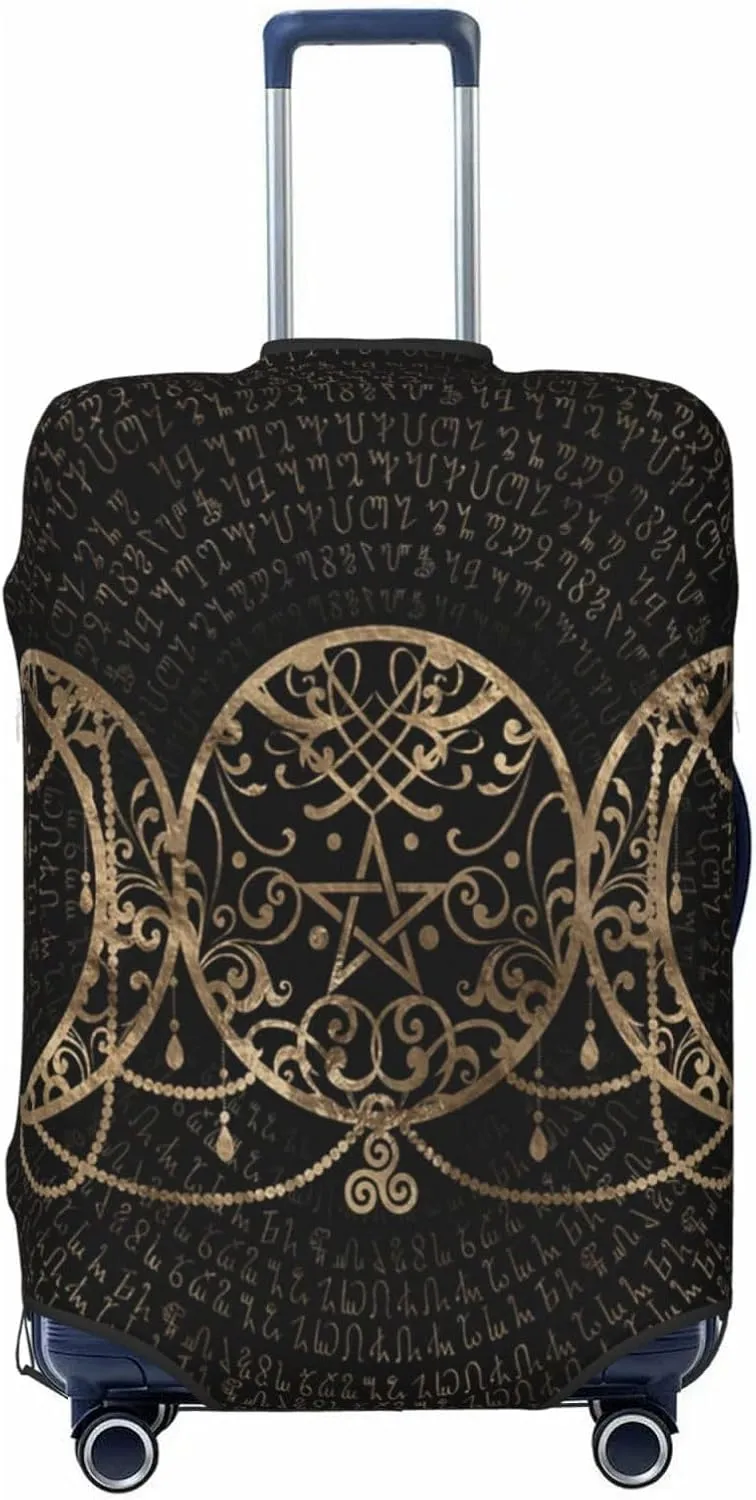 Luggage Cover For Travel Triple Moon Goddess Wiccan Pentagram Mandala– Scratch-Resistant Ideal For Travel 20-28 Inch.