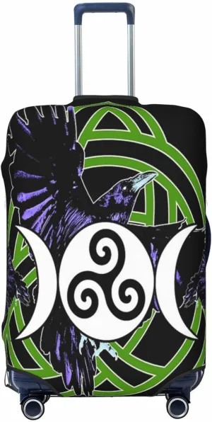 Luggage Cover For Travel Vikings Norse Mythology Runic Odin Ravens–dustproof Ideal For Travel 20-28 Inch.