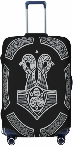 Luggage Cover For Travel Vikings Norse Thors Hammer Mythology Pagan Rune–dustproof Ideal For Travel 20-28 Inch.
