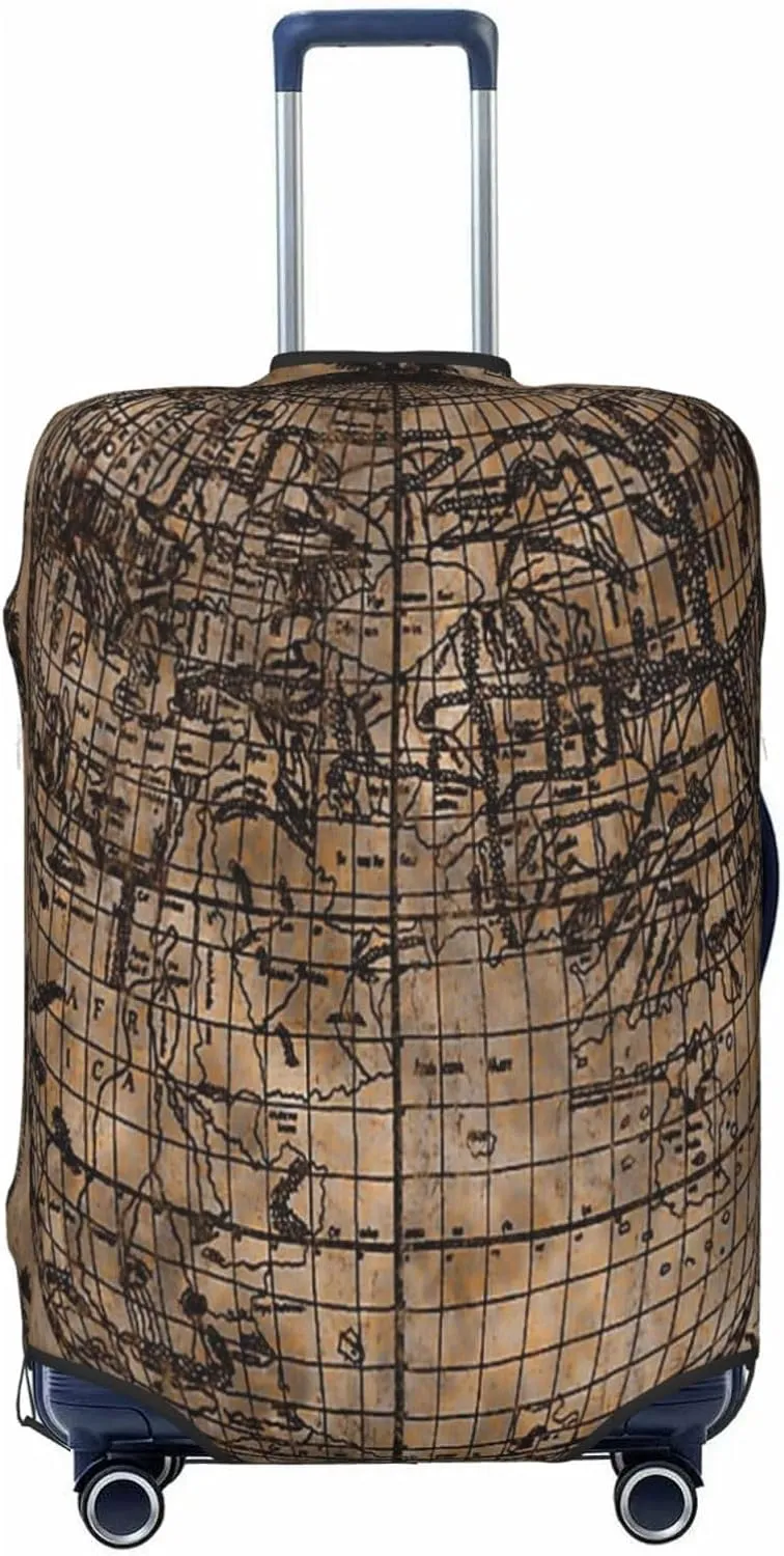 Luggage Cover For Travel Vintage Ancient Old World Map– High Elasticity Business Trips 20-28 Inch.