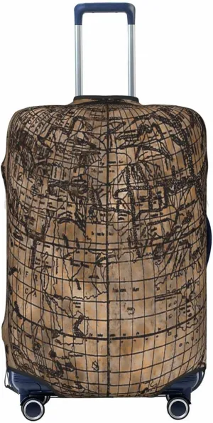 Luggage Cover For Travel Vintage Ancient Old World Map– High Elasticity Business Trips 20-28 Inch.