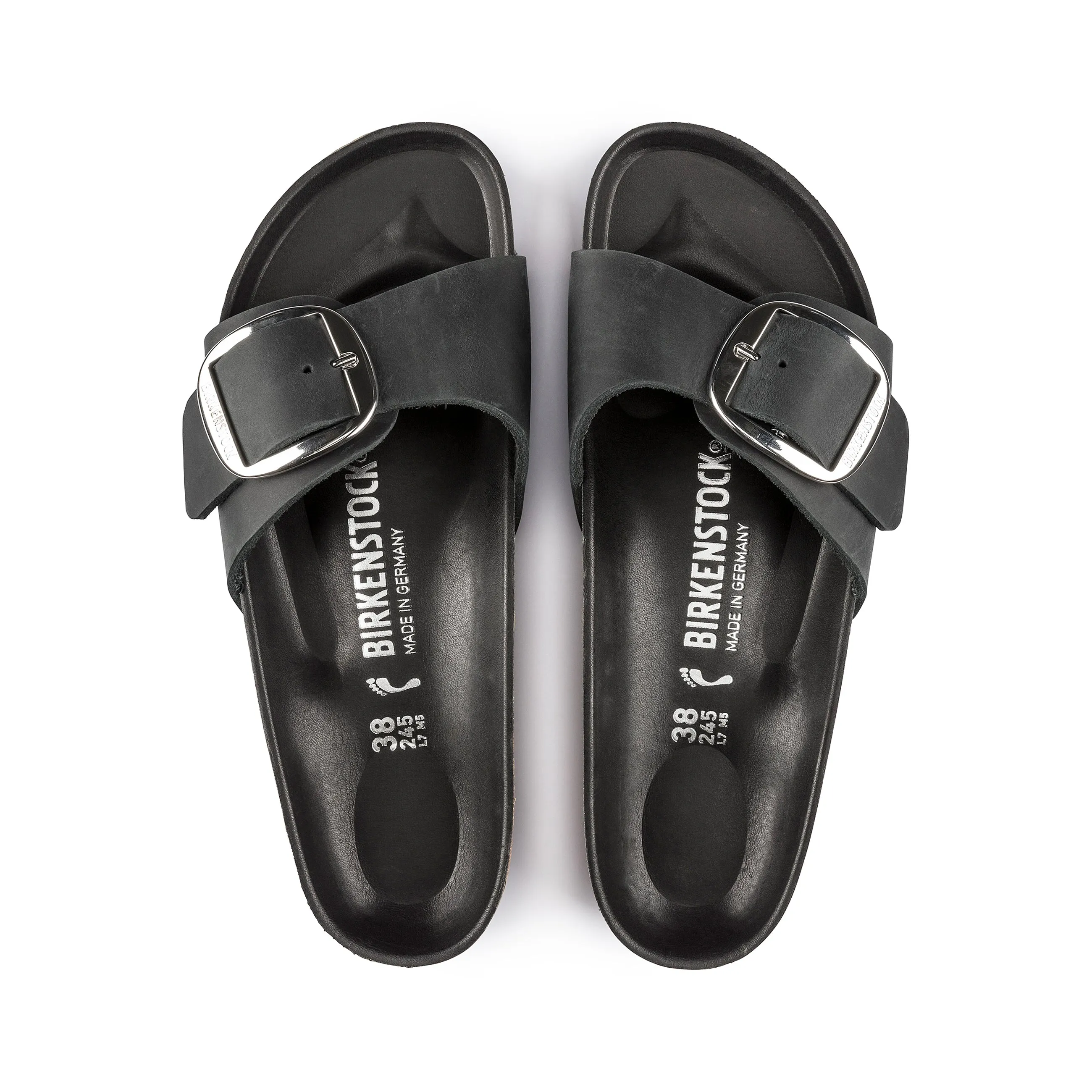 Madrid Big Buckle Black Oiled Leather
