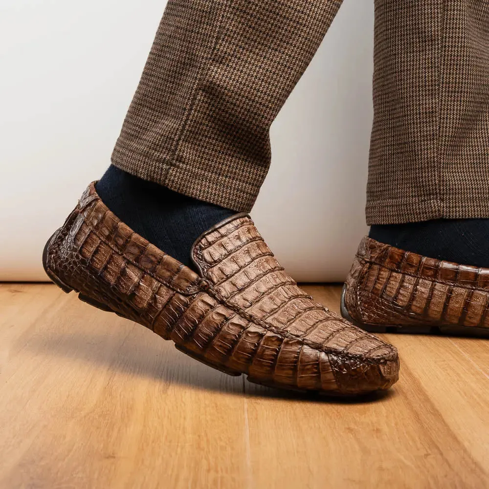 Marco Di Milano Remo Brown Genuine Caiman Crocodile/Lizard Loafers