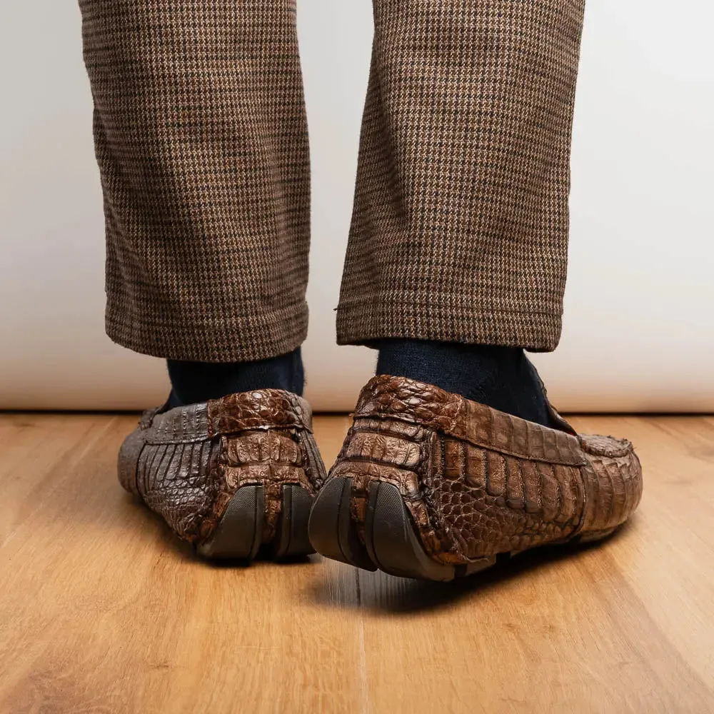Marco Di Milano Remo Brown Genuine Caiman Crocodile/Lizard Loafers