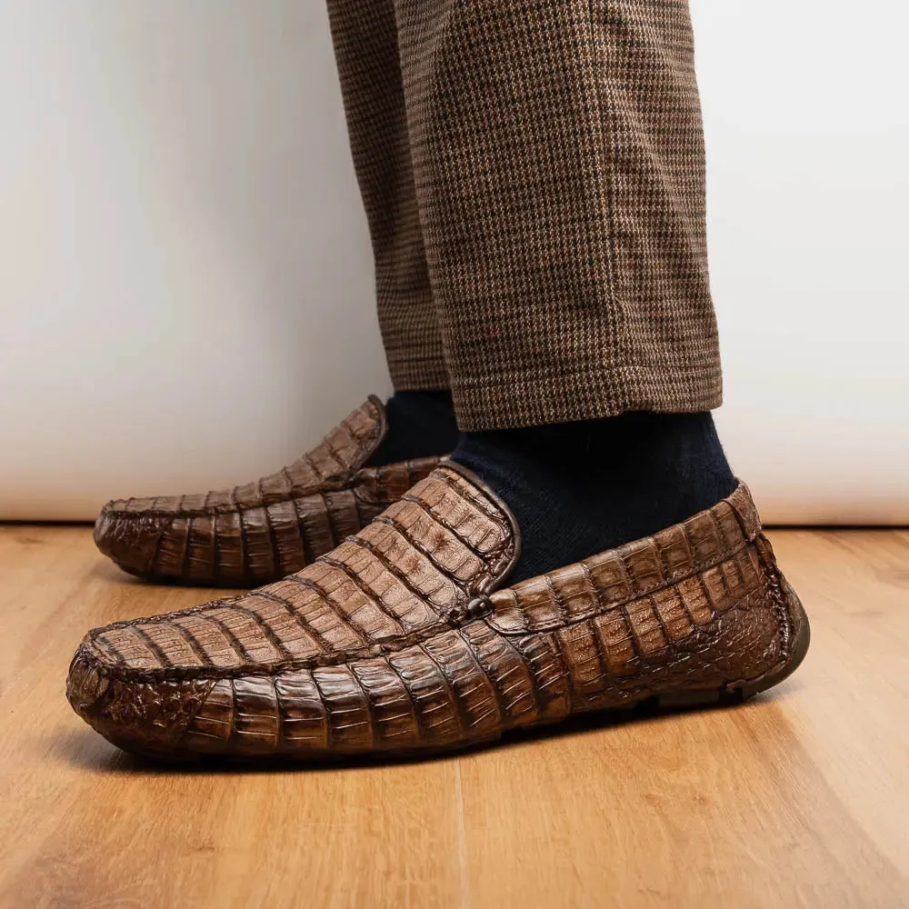 Marco Di Milano Remo Brown Genuine Caiman Crocodile/Lizard Loafers
