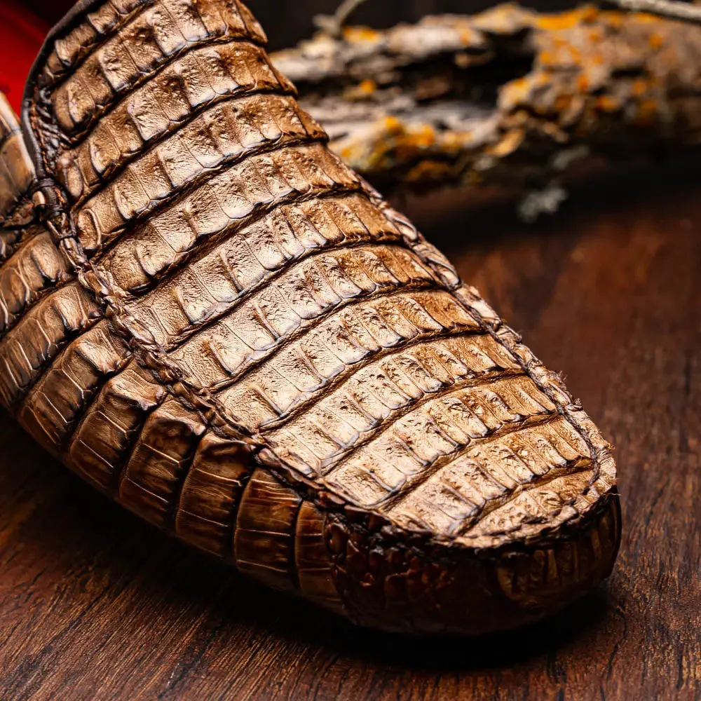 Marco Di Milano Remo Brown Genuine Caiman Crocodile/Lizard Loafers