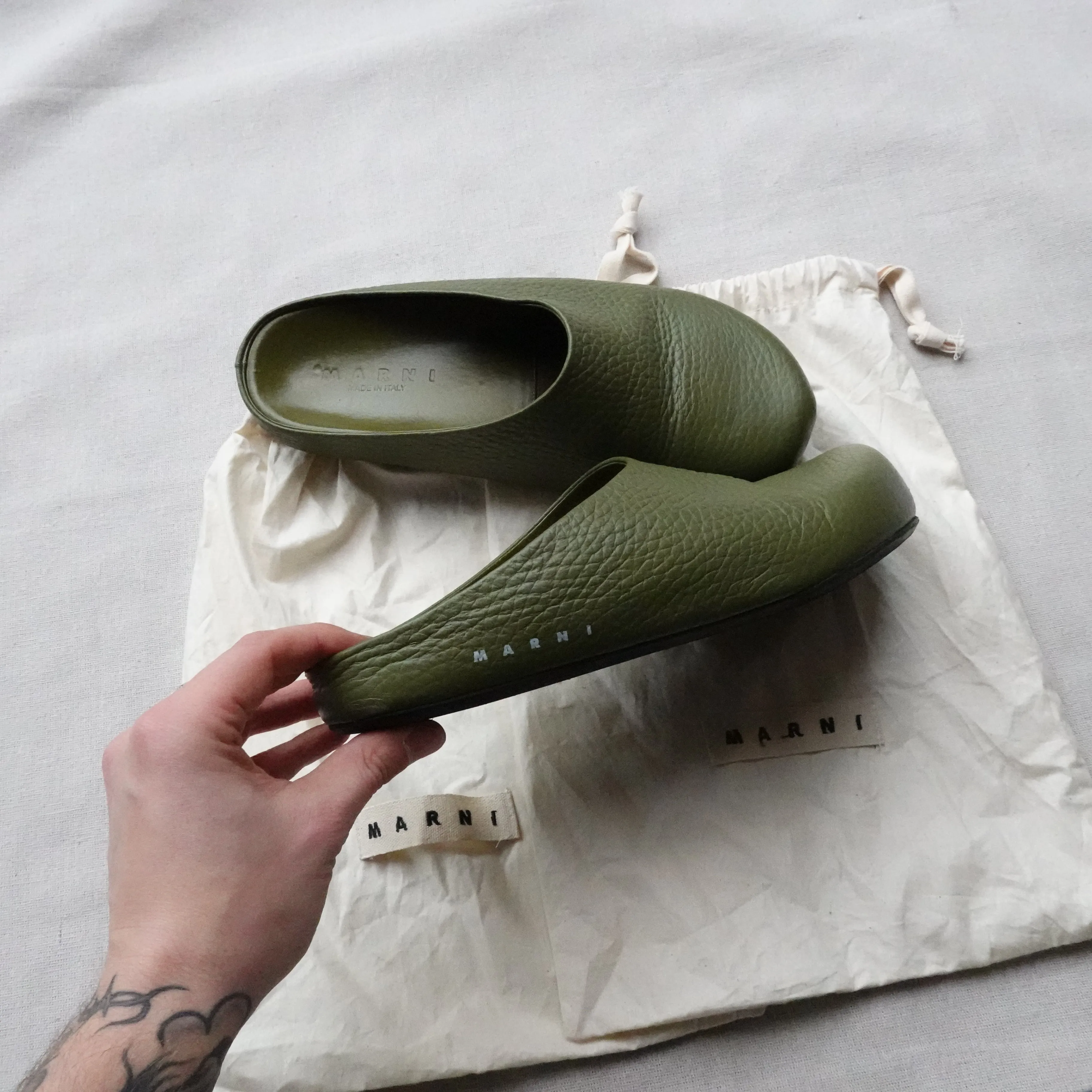 Marni Leather Mule Slip On Sandal - Size 42