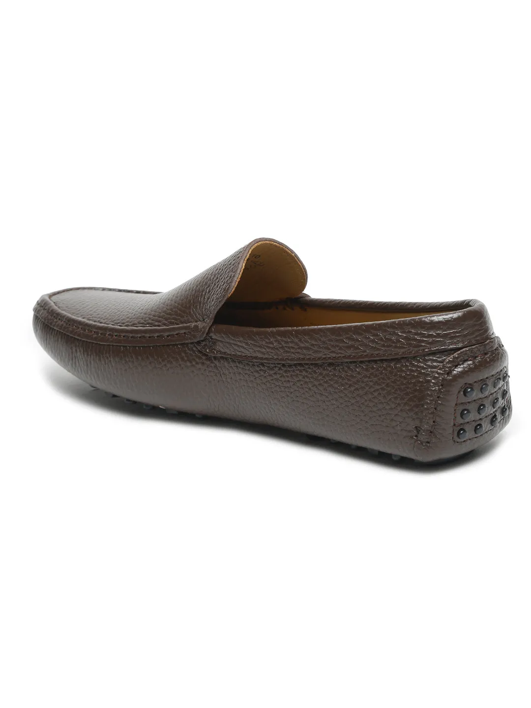 Men Brown Solid Genuine Leather Loafers