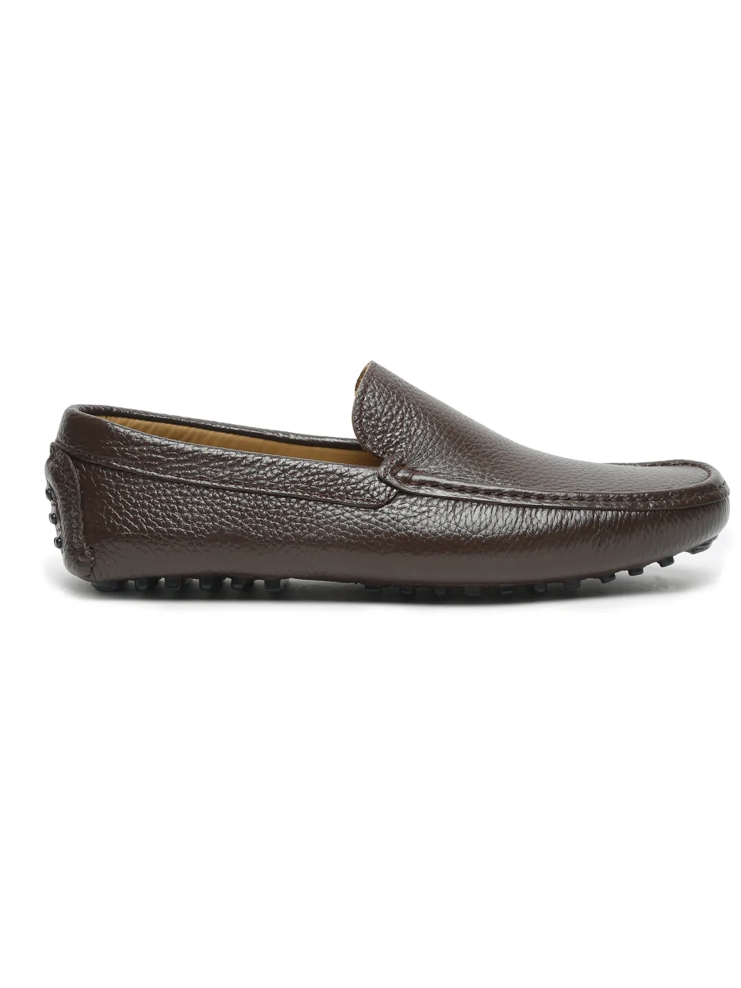 Men Brown Solid Genuine Leather Loafers