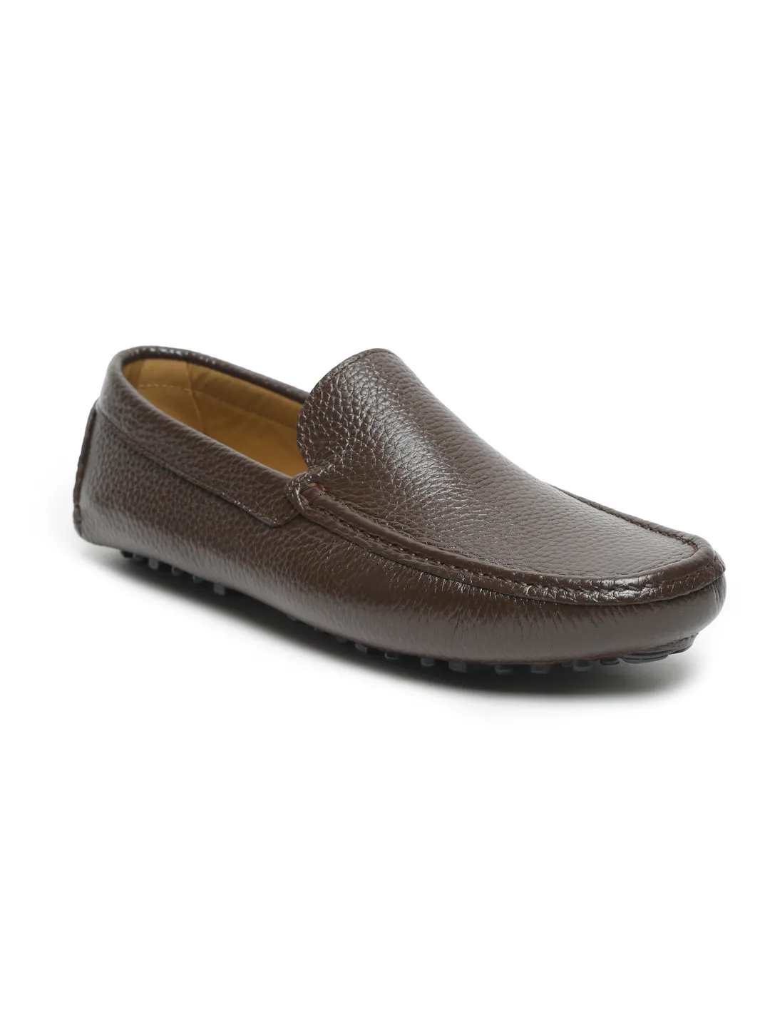 Men Brown Solid Genuine Leather Loafers