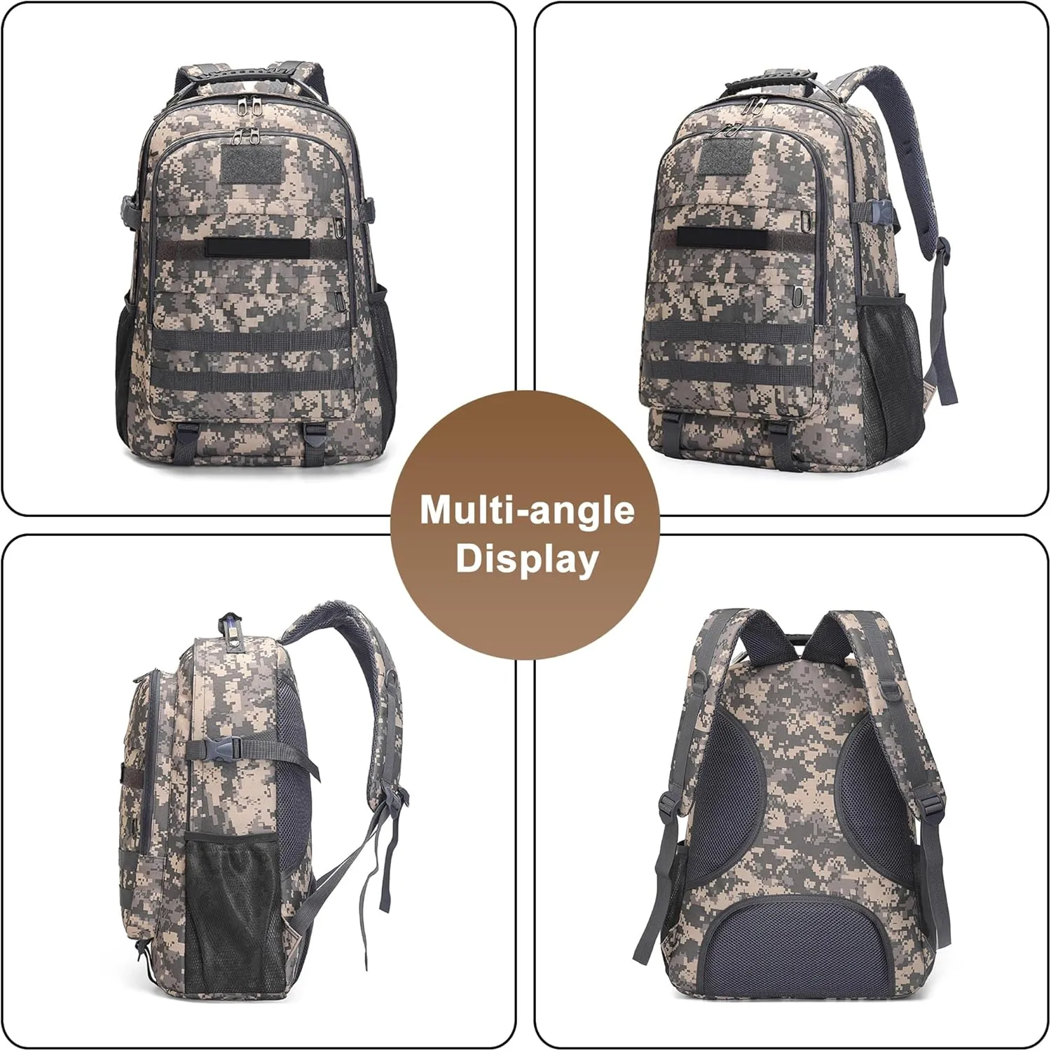Men's Oxford Cloth Tactical Backpack 40L Outdoor Camping Rucksack Large Capacity Hiking Travel Daypack (D/Multicolor)